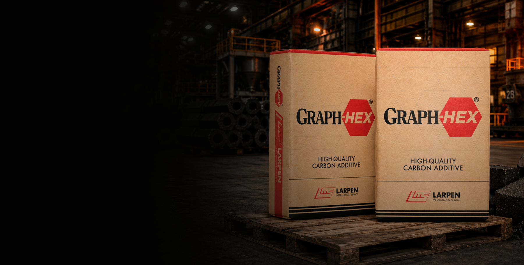 GRAPH-HEX bags on a pallet inside a steel plant
