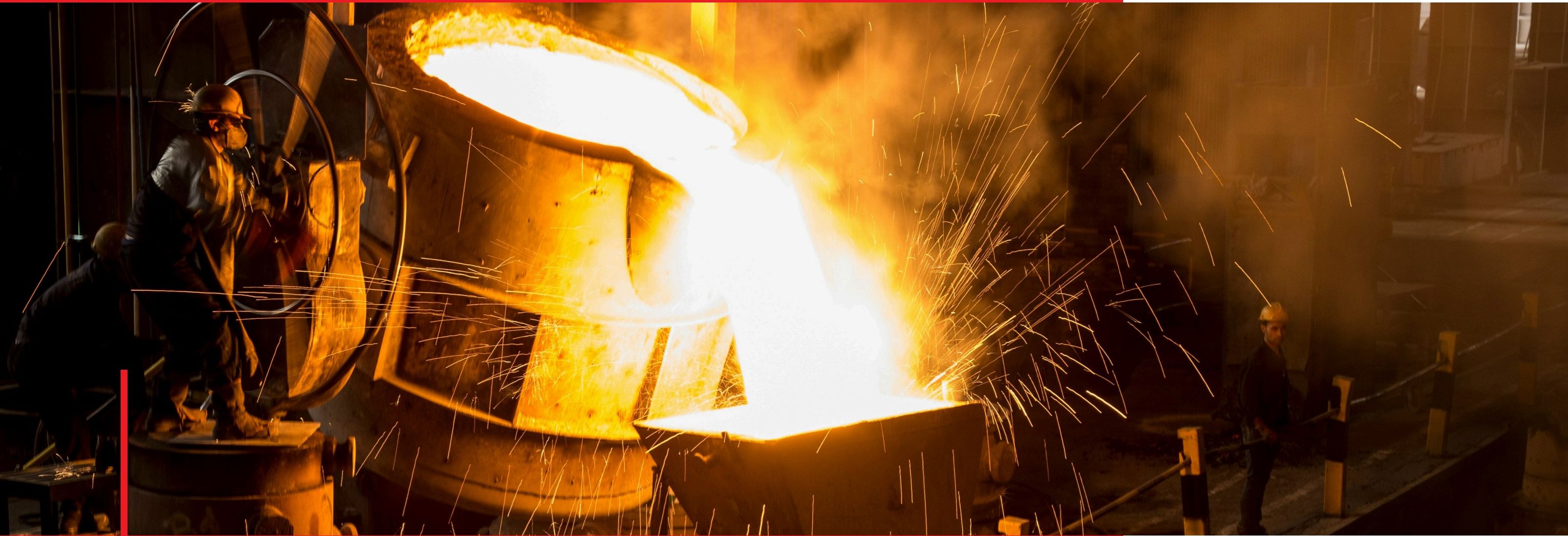 Larpen foundry worker overseeing molten metal pour